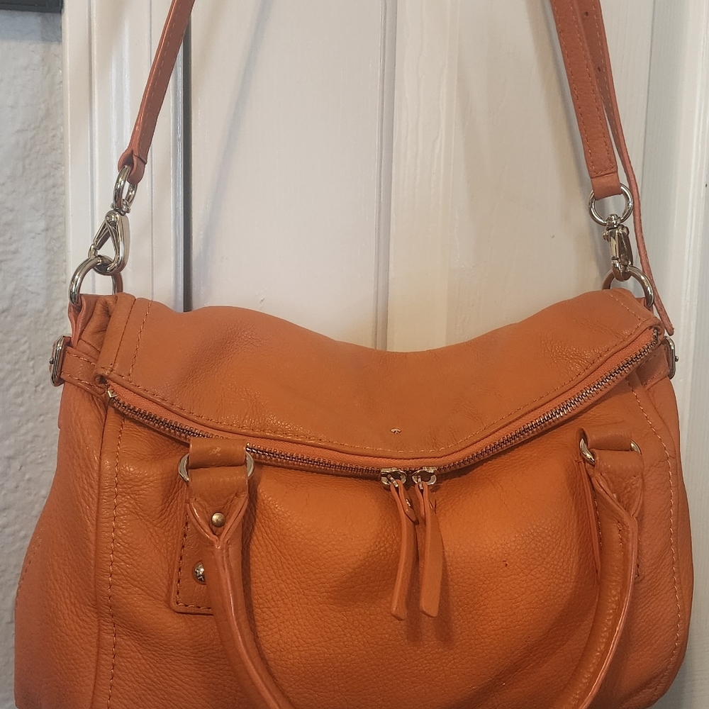 Kate Spade Cobble Hill Small Leslie Convertible Bag GUC Pumpkin Orange